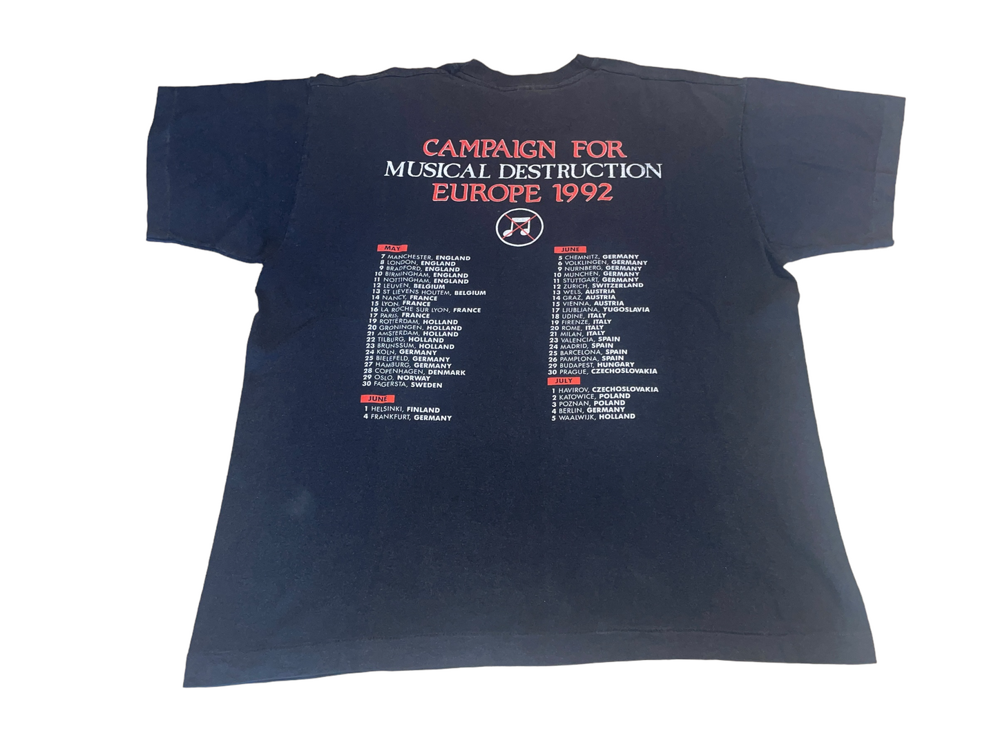 Vintage 1992 Napalm Death Europe Tour T-Shirt
