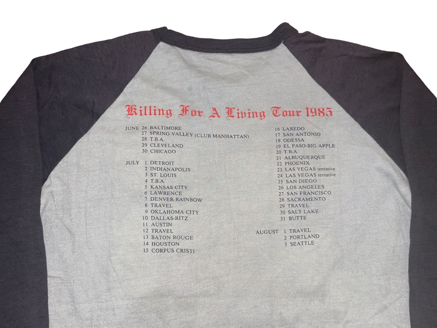 Vintage 1985 Megadeth Killing for a Living Tour Shirt