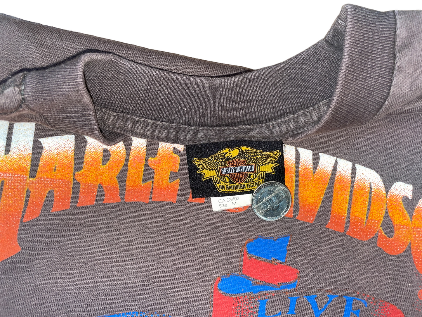 Vintage 1987 Harley Davidson Motorcycles Live Free Ride Free T-Shirt