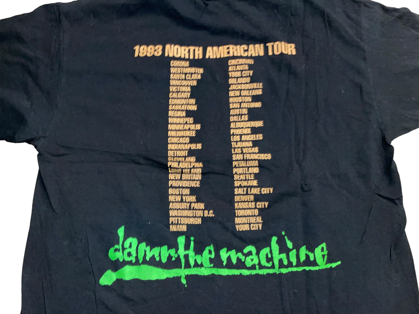 Vintage 1993 Damn The Machine North America Tour T-Shirt