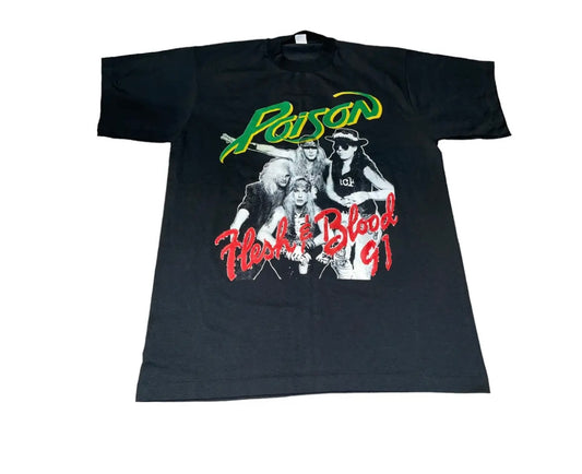 Vintage 1991 Poison Flesh & Blood Tour T-Shirt