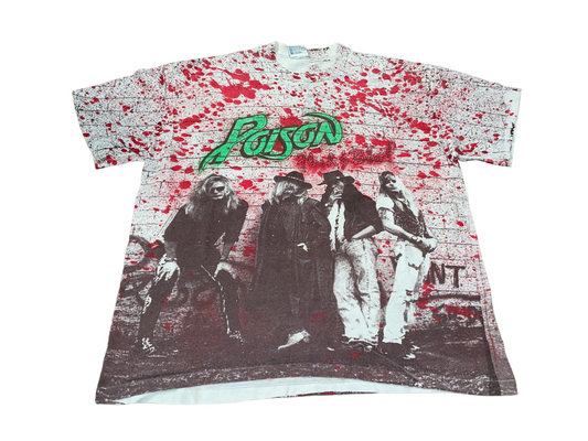 Vintage 1990 Poison All Over Print T-Shirt