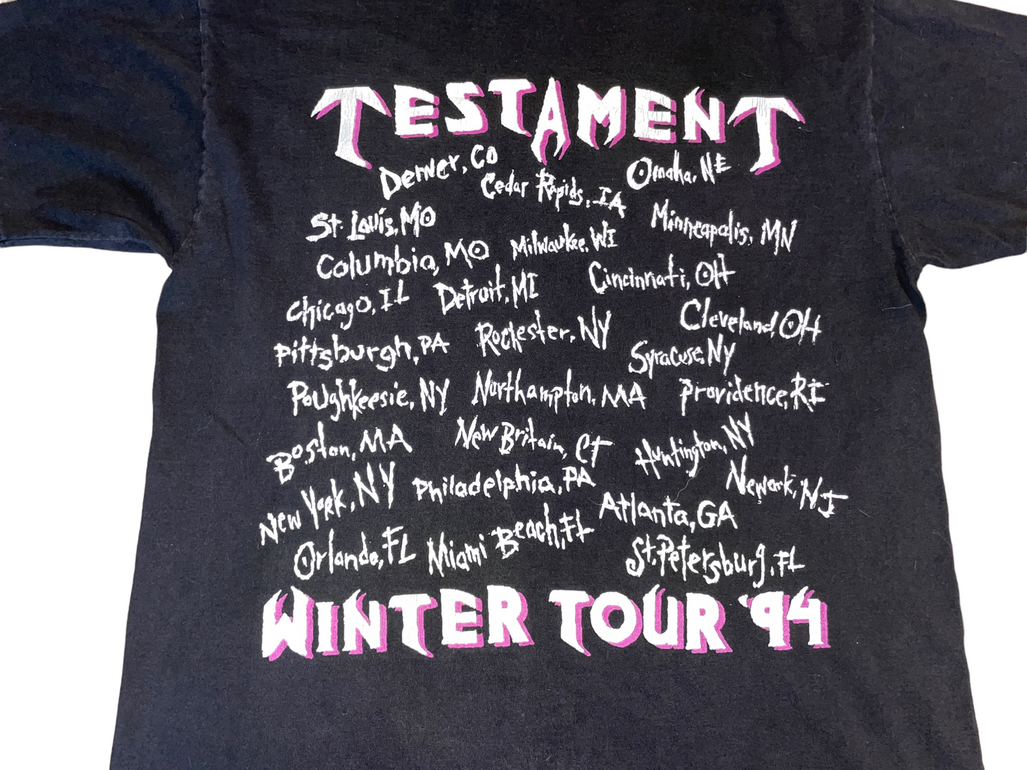 Vintage 1994 Testament Winter Tour T-Shirt