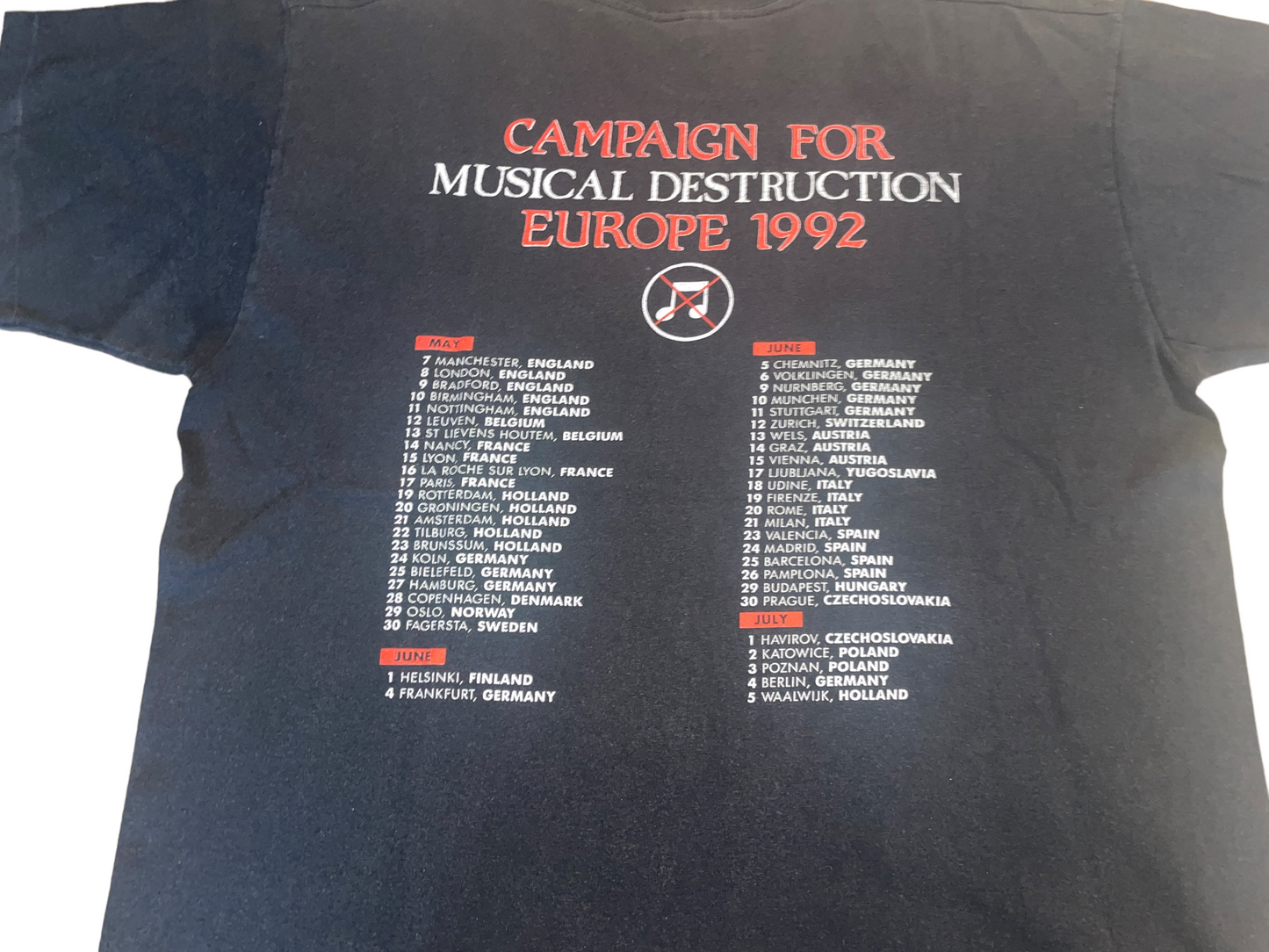 Vintage 1992 Napalm Death Europe Tour T-Shirt
