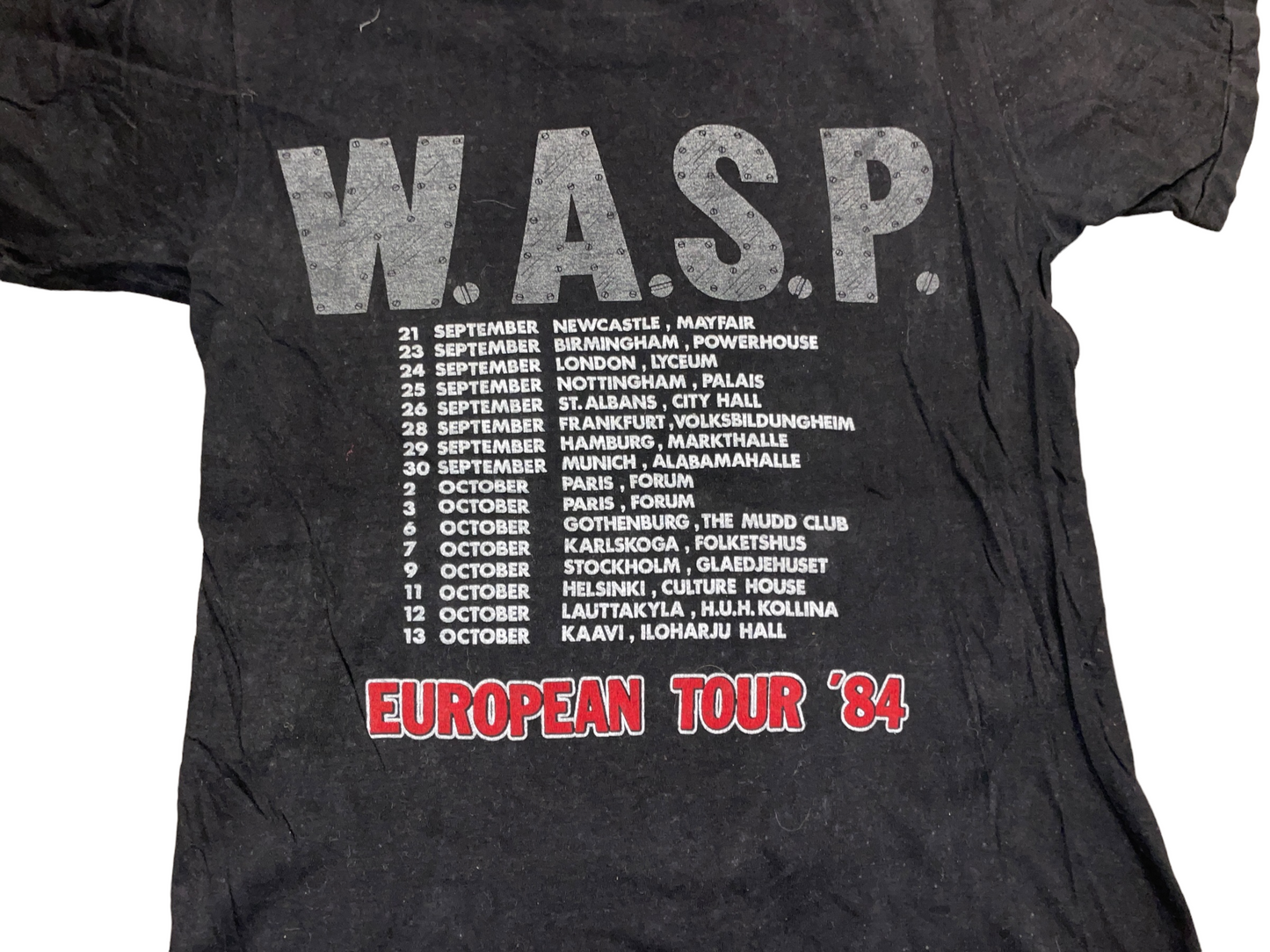 Vintage 1984 Wasp European Tour T-Shirt