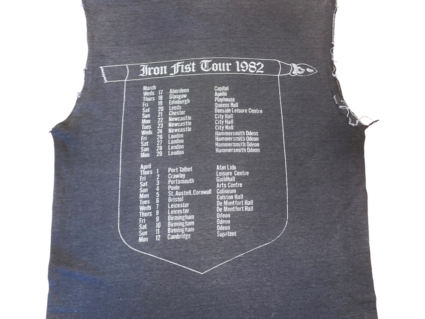 Vintage 1982 Motorhead Iron Fist Tour T-Shirt