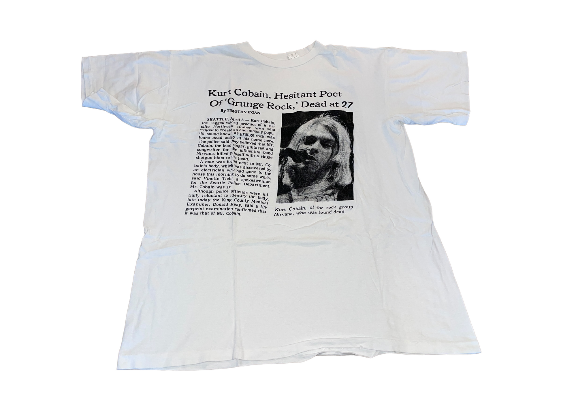 トップス GOD SELECTION XXX Tee White Kurt Cobain Amazon.com: Kurt Cobain Nirvana Contrast Photo T-Shirt Cream