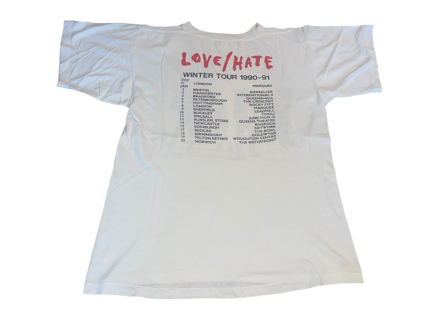 Vintage 1991 Love / Hate Winter Tour T-Shirt