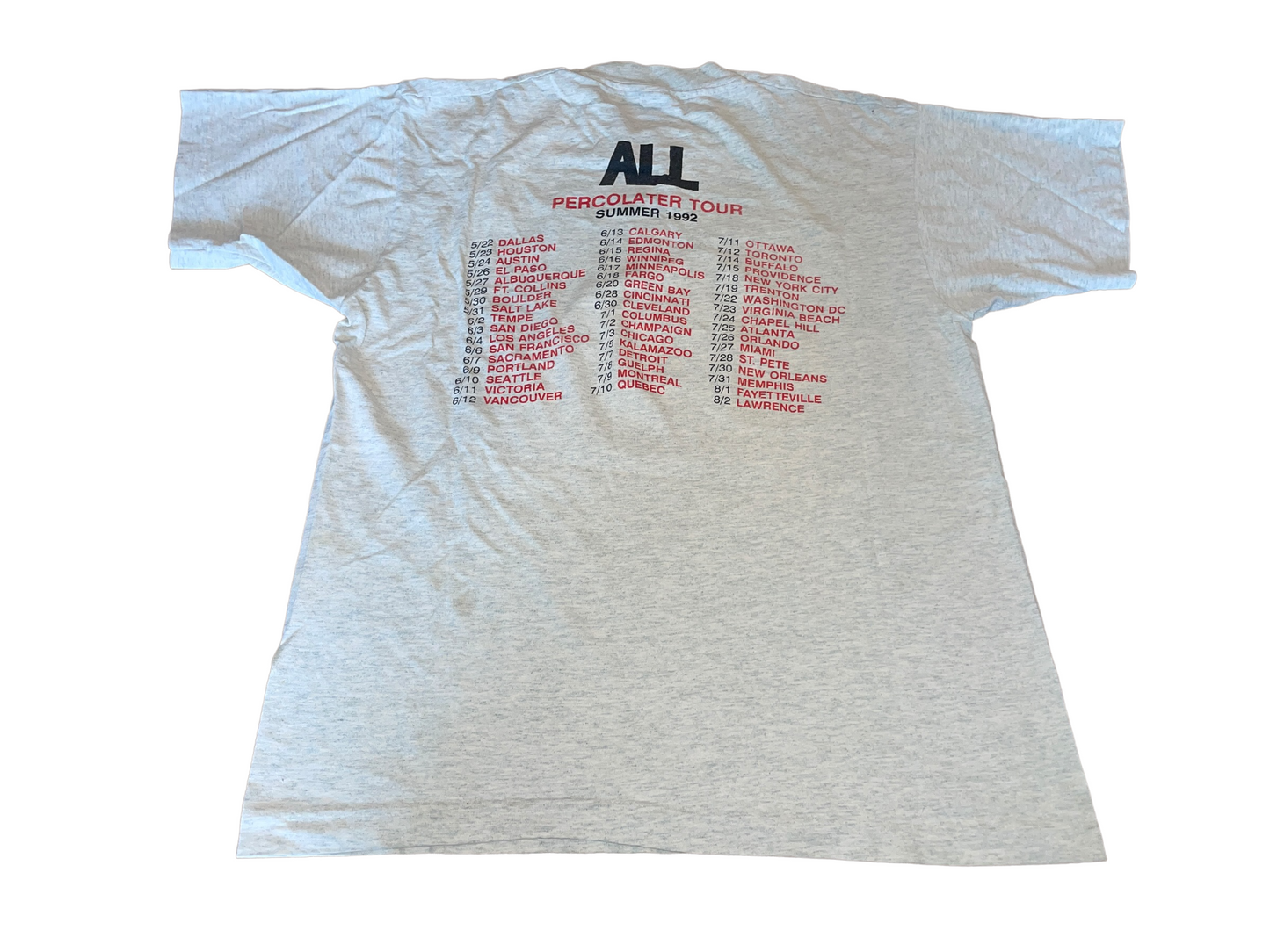 Vintage 1992 All Percolater Tour T-Shirt